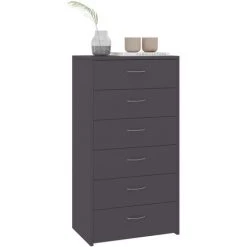 Hommoo Buffet Avec 6 Tiroirs Gris 50x34x96 Cm Agglomere -Buffet et enfilade Soldes 54149472 3