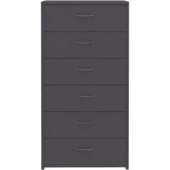 Hommoo Buffet Avec 6 Tiroirs Gris 50x34x96 Cm Agglomere -Buffet et enfilade Soldes 54149472 5