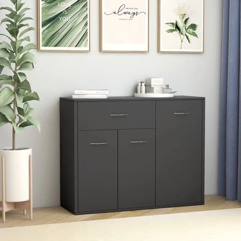 Hommoo Buffet Gris 88x30x70 Cm Agglomere 1 Hommoo Buffet Gris 88x30x70 Cm Agglomere