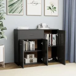 Hommoo Buffet Gris 88x30x70 Cm Agglomere 8 Hommoo Buffet Gris 88x30x70 Cm Agglomere -Buffet et enfilade Soldes 54149474 4