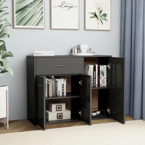 Hommoo Buffet Gris 88x30x70 Cm Agglomere 4 Hommoo Buffet Gris 88x30x70 Cm Agglomere – Image 4