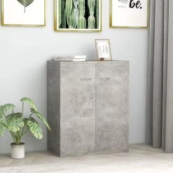 Hommoo Buffet Gris Beton 60 X 30 X 75 Cm Agglomere