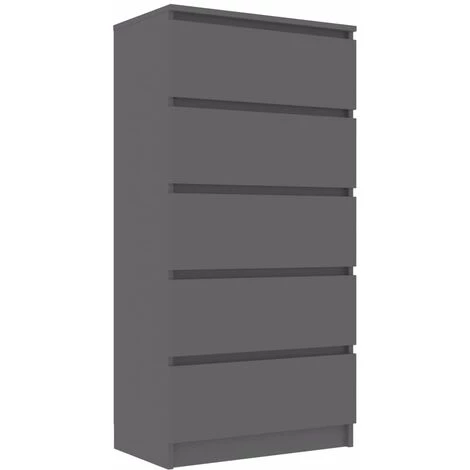 Hommoo Buffet A Tiroirs Gris 60x35x121 Cm Agglomere 2 Hommoo Buffet A Tiroirs Gris 60x35x121 Cm Agglomere – Image 2