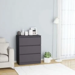 Hommoo Buffet Gris 60x33,5x76 Cm Agglomere