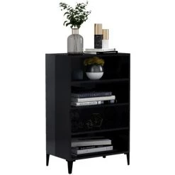 Hommoo Buffet Noir Brillant 57x35x90 Cm Agglomere -Buffet et enfilade Soldes 54149706 3