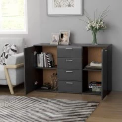 Hommoo Buffet Gris 120x35,5x75 Cm Agglomere -Buffet et enfilade Soldes 54151451 3