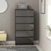 Hommoo Buffet A Tiroirs Gris Brillant 60x35x121 Cm Agglomere