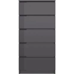 Hommoo Buffet A Tiroirs Gris Brillant 60x35x121 Cm Agglomere -Buffet et enfilade Soldes 54151457 4