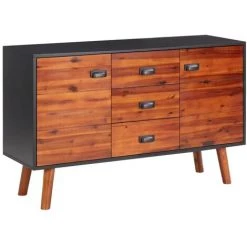 Hommoo Buffet 110x35x70 Cm Bois D'acacia Massif Et MDF