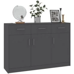 Hommoo Buffet Gris 110x30x75 Cm Agglomere -Buffet et enfilade Soldes 54152640 3