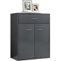 Hommoo Buffet Gris Brillant 60x30x75 Cm Agglomere -Buffet et enfilade Soldes 54152645 4
