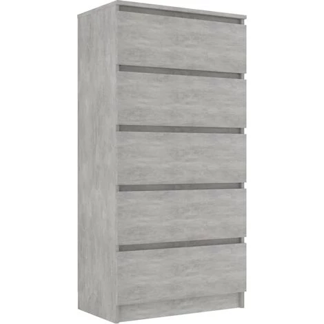 Hommoo Buffet A Tiroirs Gris Beton 60x35x121 Cm Agglomere 2 Hommoo Buffet A Tiroirs Gris Beton 60x35x121 Cm Agglomere – Image 2