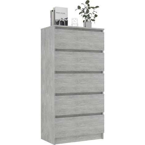Hommoo Buffet A Tiroirs Gris Beton 60x35x121 Cm Agglomere 3 Hommoo Buffet A Tiroirs Gris Beton 60x35x121 Cm Agglomere – Image 3