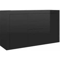 Hommoo Buffet Noir Brillant 120x36x69 Cm Agglomere -Buffet et enfilade Soldes 54152791 2