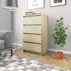 Hommoo Buffet Chene Sonoma 60x35x98,5 Cm Agglomere