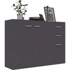 Hommoo Buffet Gris 105x30x75 Cm Agglomere -Buffet et enfilade Soldes 54152876 3