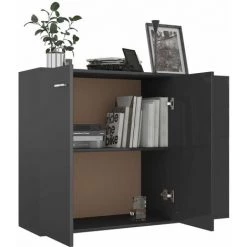 Hommoo Buffet Gris 105x30x75 Cm Agglomere -Buffet et enfilade Soldes 54152876 4
