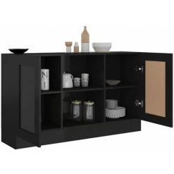 Hommoo Buffet Noir Brillant 120x30,5x70 Cm Agglomere -Buffet et enfilade Soldes 54153063 4