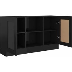 Hommoo Buffet Noir Brillant 120x30,5x70 Cm Agglomere -Buffet et enfilade Soldes 54153063 5
