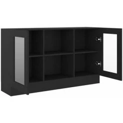 Hommoo Armoire A Vitrine Noir 120x30,5x70 Cm Agglomere -Buffet et enfilade Soldes 54153069 5