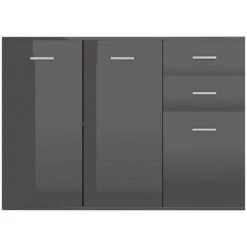 Hommoo Buffet Gris Brillant 105x30x75 Cm Agglomere -Buffet et enfilade Soldes 54153475 4
