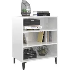 Hommoo Buffet Blanc Brillant 57x35x70 Cm Agglomere -Buffet et enfilade Soldes 54153584 3