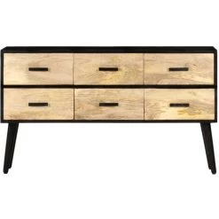 Hommoo Buffet 110x33x64 Cm Bois De Manguier Massif 8 Hommoo Buffet 110x33x64 Cm Bois De Manguier Massif -Buffet et enfilade Soldes 54154443 4