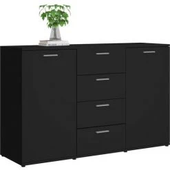 Hommoo Buffet Noir 120x35,5x75 Cm Agglomere -Buffet et enfilade Soldes 54154846 4