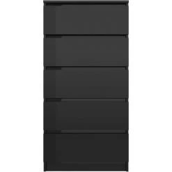 Hommoo Buffet A Tiroirs Noir Brillant 60x35x121 Cm Agglomere -Buffet et enfilade Soldes 54154853 4