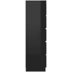 Hommoo Buffet A Tiroirs Noir Brillant 60x35x121 Cm Agglomere -Buffet et enfilade Soldes 54154853 5