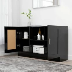 Hommoo Buffet Noir 120x30,5x70 Cm Agglomere -Buffet et enfilade Soldes 54154917 3