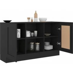 Hommoo Buffet Noir 120x30,5x70 Cm Agglomere -Buffet et enfilade Soldes 54154917 4