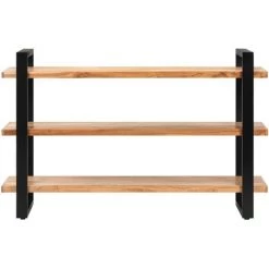 Hommoo Buffet Avec 3 Etageres 120x40x75 Cm Bois D'acacia Massif -Buffet et enfilade Soldes 54167609 2