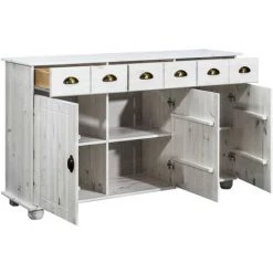 Hommoo Buffet 134x39x79,5 Cm Bois De Pin Massif -Buffet et enfilade Soldes 54167691 3