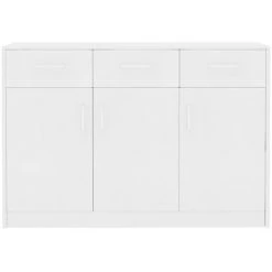 Hommoo Buffet Blanc 110x30x75 Cm Agglomere 8 Hommoo Buffet Blanc 110x30x75 Cm Agglomere -Buffet et enfilade Soldes 54167997 4