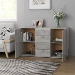 Hommoo Buffet Gris Beton 120x35,5x75 Cm Agglomere -Buffet et enfilade Soldes 54168066 3