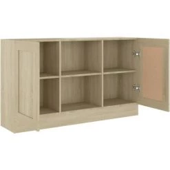 Hommoo Buffet Chene Sonoma 120x30,5x70 Cm Agglomere -Buffet et enfilade Soldes 54168128 5