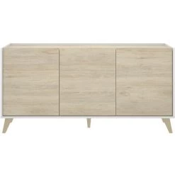 CAESAROO Buffet De Salon 155 Cm Abby Blanc Mat Et Naturel Avec Trois Portes | Blanc Et Naturel 7 CAESAROO Buffet De Salon 155 Cm Abby Blanc Mat Et Naturel Avec Trois Portes | Blanc Et Naturel -Buffet et enfilade Soldes 54287904 3