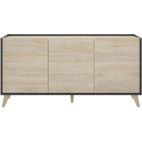 CAESAROO Buffet De Salon 155 Cm Abby Graphite Et Naturel Avec Trois Portes | Graphite Et Naturel 3 CAESAROO Buffet De Salon 155 Cm Abby Graphite Et Naturel Avec Trois Portes | Graphite Et Naturel â Image 3