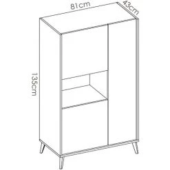 CAESAROO Buffet De Salon 135 Cm Abby Blanc Mat Et Naturel Avec Trois Portes | Blanc Et Naturel -Buffet et enfilade Soldes 54287929 5