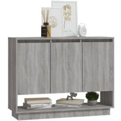 Buffet Sonoma Gris 97x31x75 Cm Aggloméré VidaXL -Buffet et enfilade Soldes 54312727 4
