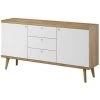 BESTMOBILIER Ava - Buffet Bas - Bois Et Blanc - 160 Cm - Style Scandinave Couleur - Bois / Blanc - Bois / Blanc
