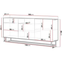 BESTMOBILIER Kyle - Buffet Bas - Bois Et Métal Noir - 180 Cm - Style Industriel Couleur - Bois - Bois -Buffet et enfilade Soldes 54346794 3