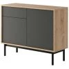 BESTMOBILIER Malo - Buffet Bas - Bois Et Gris - 104 Cm - Style Industriel Couleur - Bois / Gris - Bois / Gris