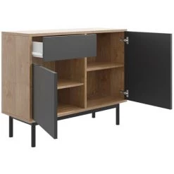 BESTMOBILIER Malo - Buffet Bas - Bois Et Gris - 104 Cm - Style Industriel Couleur - Bois / Gris - Bois / Gris -Buffet et enfilade Soldes 54346795 2