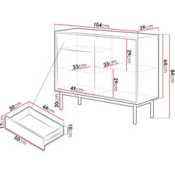 BESTMOBILIER Malo - Buffet Bas - Bois Et Gris - 104 Cm - Style Industriel Couleur - Bois / Gris - Bois / Gris -Buffet et enfilade Soldes 54346795 3