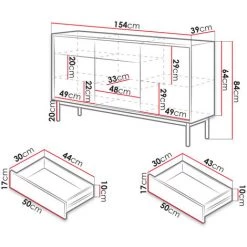 BESTMOBILIER Malo - Buffet Bas - Bois Et Gris - 154 Cm - Style Industriel Couleur - Bois / Gris - Bois / Gris -Buffet et enfilade Soldes 54346796 3