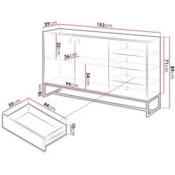 BESTMOBILIER Azra - Buffet Bas - Bois Et Noir - 153 Cm - Style Industriel Couleur - Bois / Gris - Bois / Gris -Buffet et enfilade Soldes 54346798 4