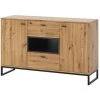 BESTMOBILIER Odin - Buffet Bas - Bois Et Métal Noir - 135 Cm - Style Industriel Couleur - Bois - Bois