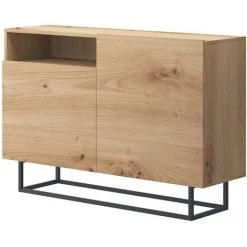BESTMOBILIER Kyle - Buffet Bas - Bois Et Métal Noir - 120 Cm - Style Industriel Couleur - Bois - Bois